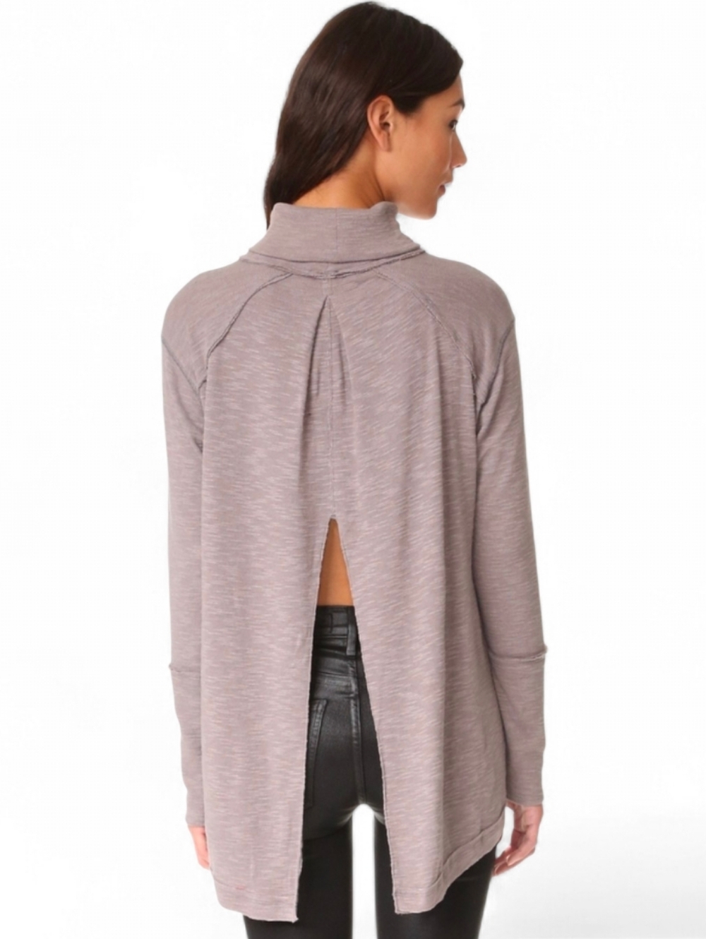 WE THE FREE Lilac Split Back Turtleneck Sweater - Small